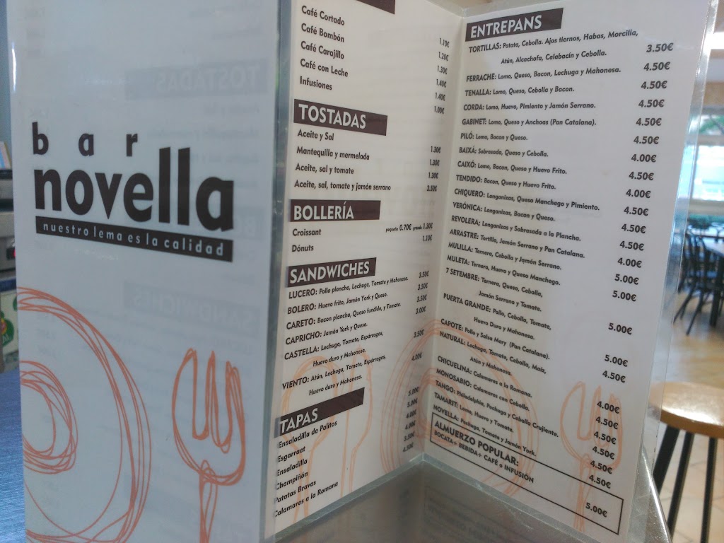 Bar Novella — Carta