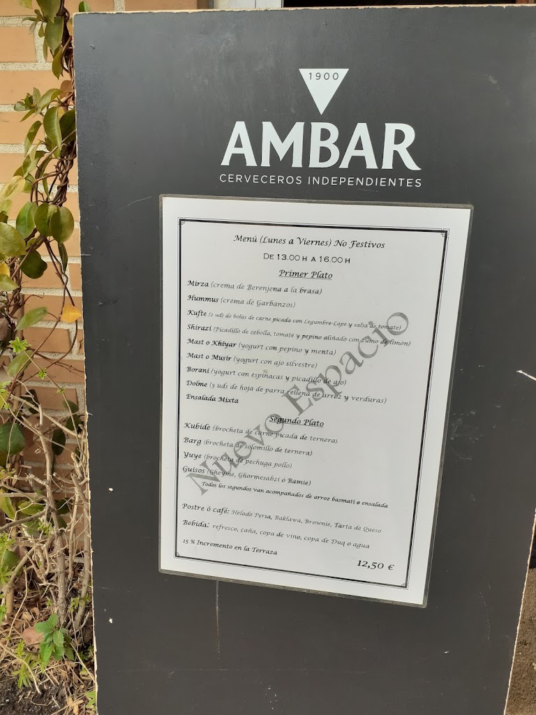 Nuevo Espacio 2, restaurante persa — Carta