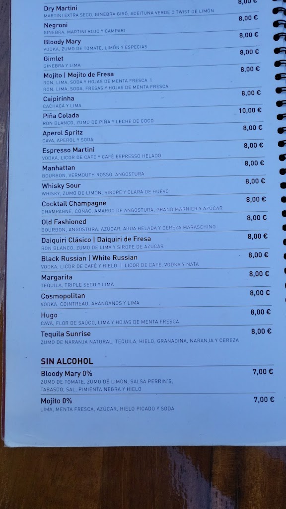 Restaurant PESQUERO — Carta