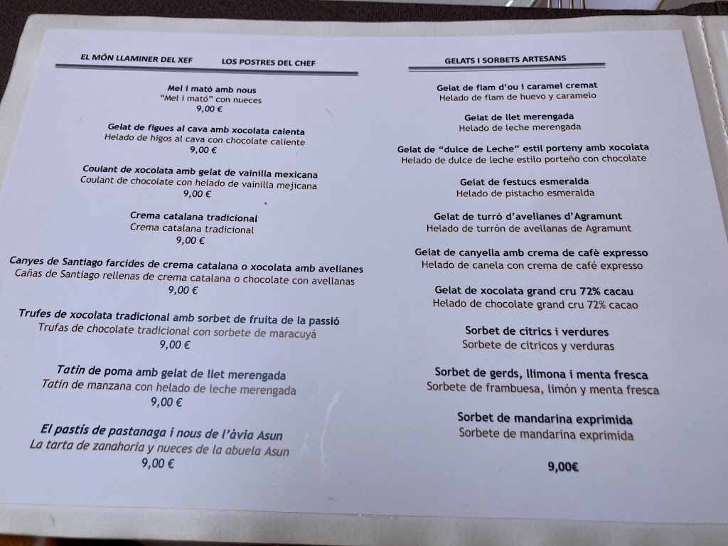 Restaurant Ceferino — Carta