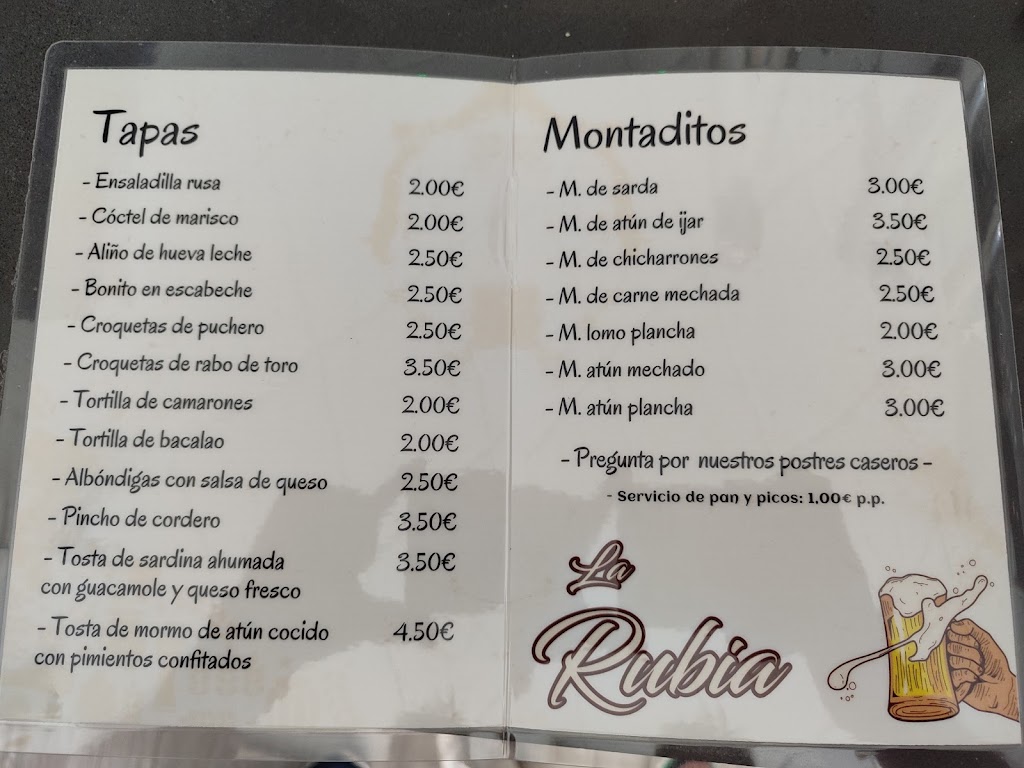Cerveceria La Rubia — Carta
