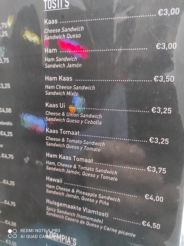 Stamcafe Torremolinos — Carta