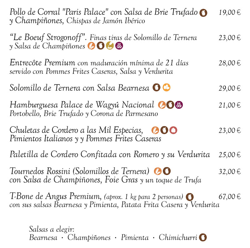 Restaurante Bohemians — Carta
