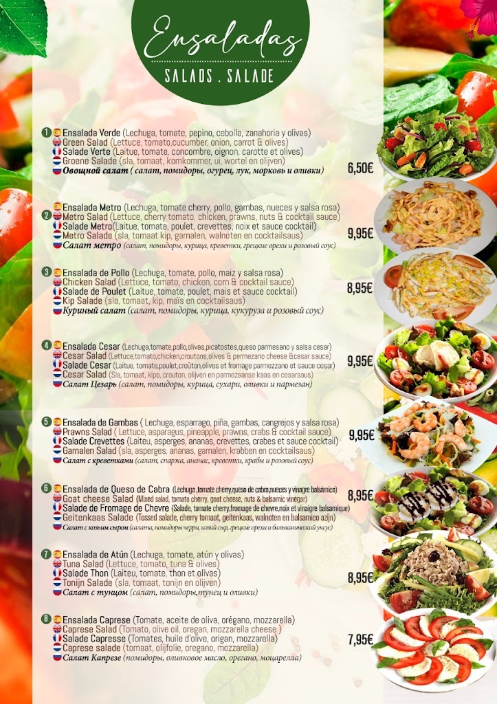 Pizza Metro Restaurant Salou — Carta