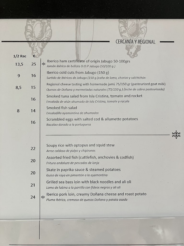 Restaurante Parador de Ayamonte at Parador de Ayamonte Hotel — Carta