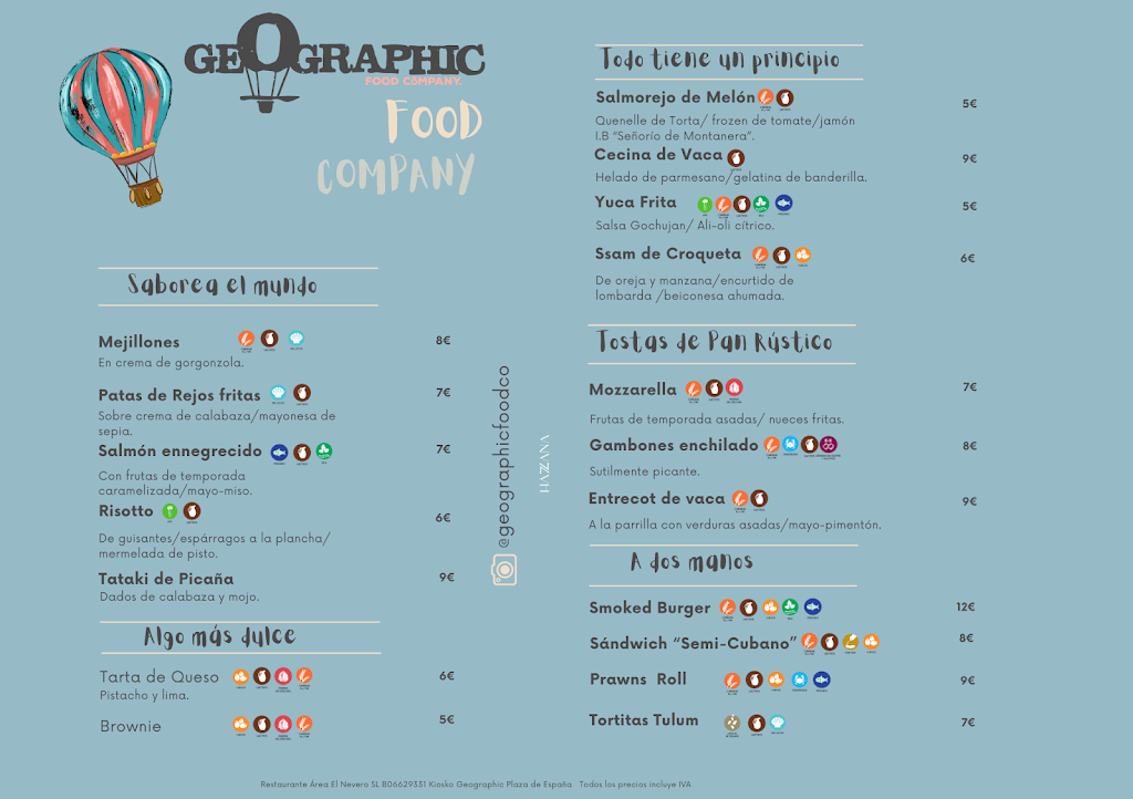 Restaurante Geographic Food Company — Carta