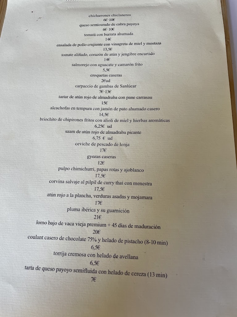 Meollo Restaurante — Carta