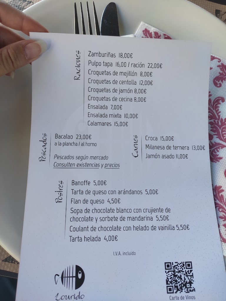 Bar Restaurante Lourido — Carta