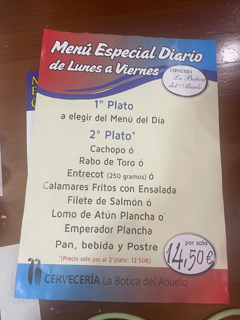 Cerveceria La Botica Del Abuelo — Carta