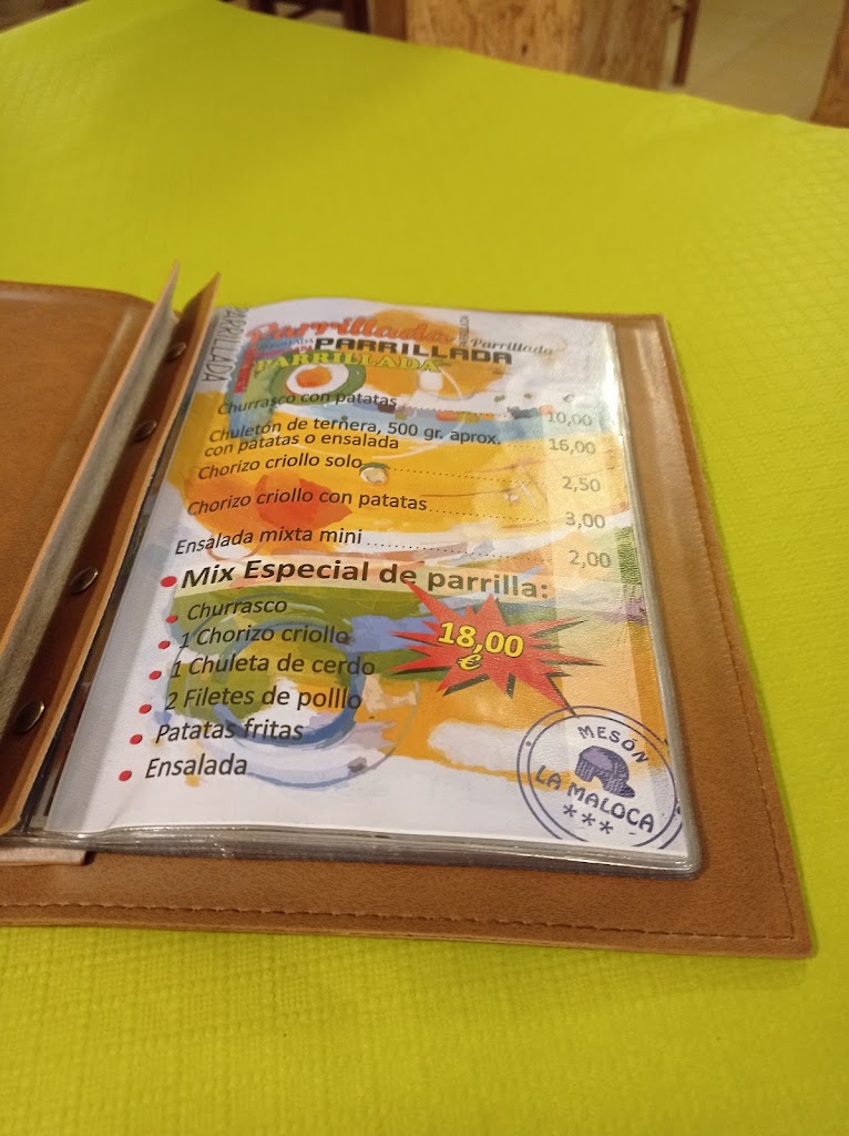 Meson la Maloca — Carta