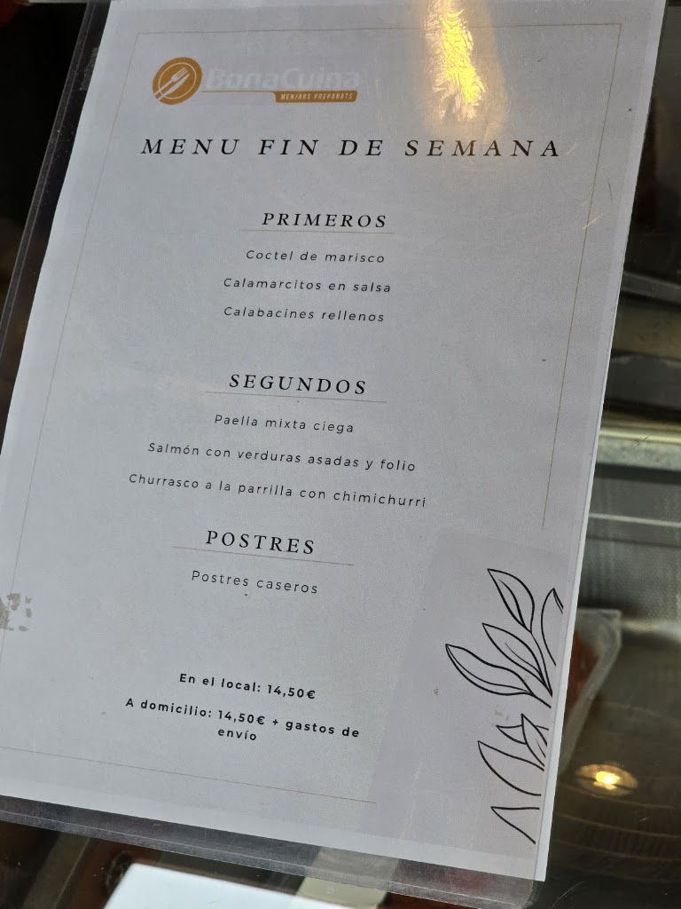 Menjars Preparats Menu Del Dia — Carta