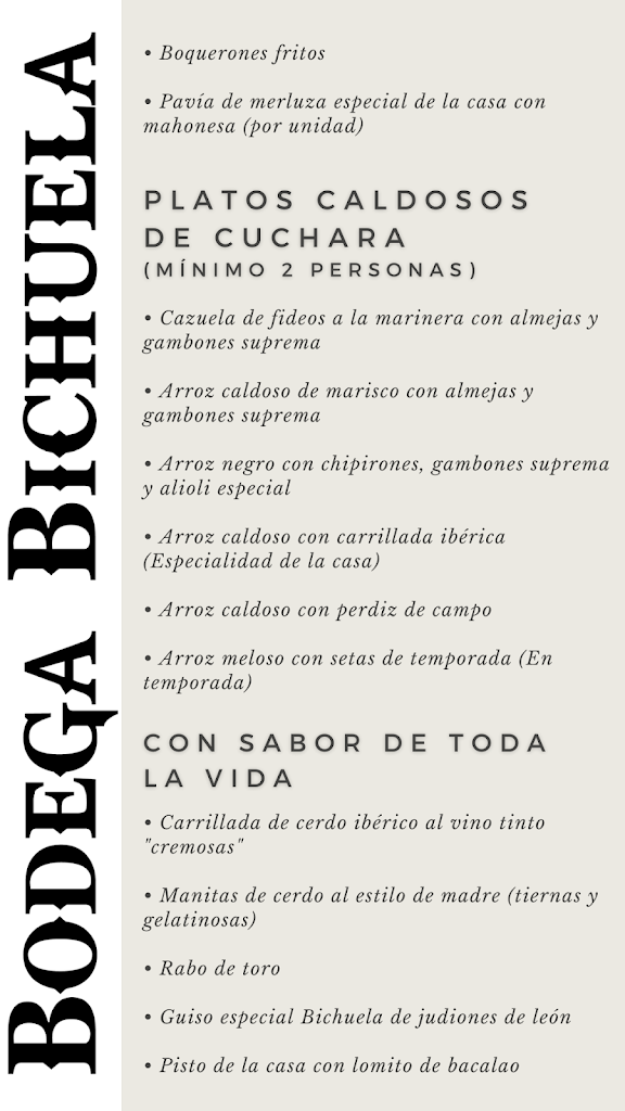 Bodega Bichuela — Carta