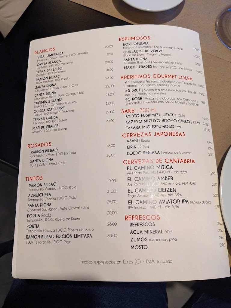 Restaurante Hanami — Carta