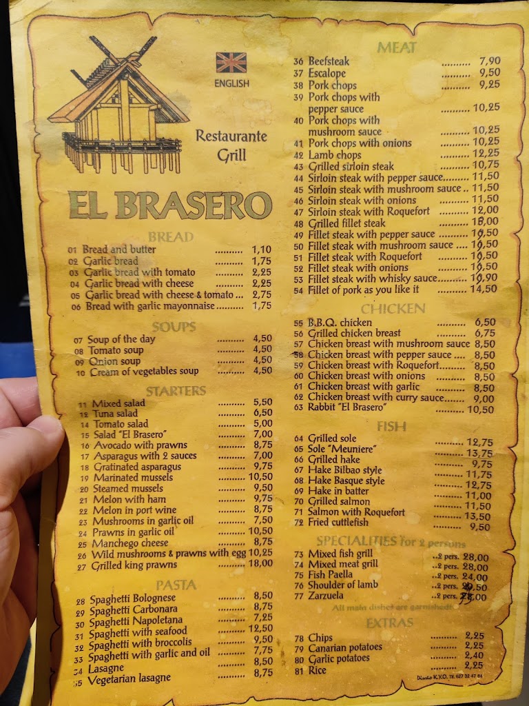 El Brasero — Carta