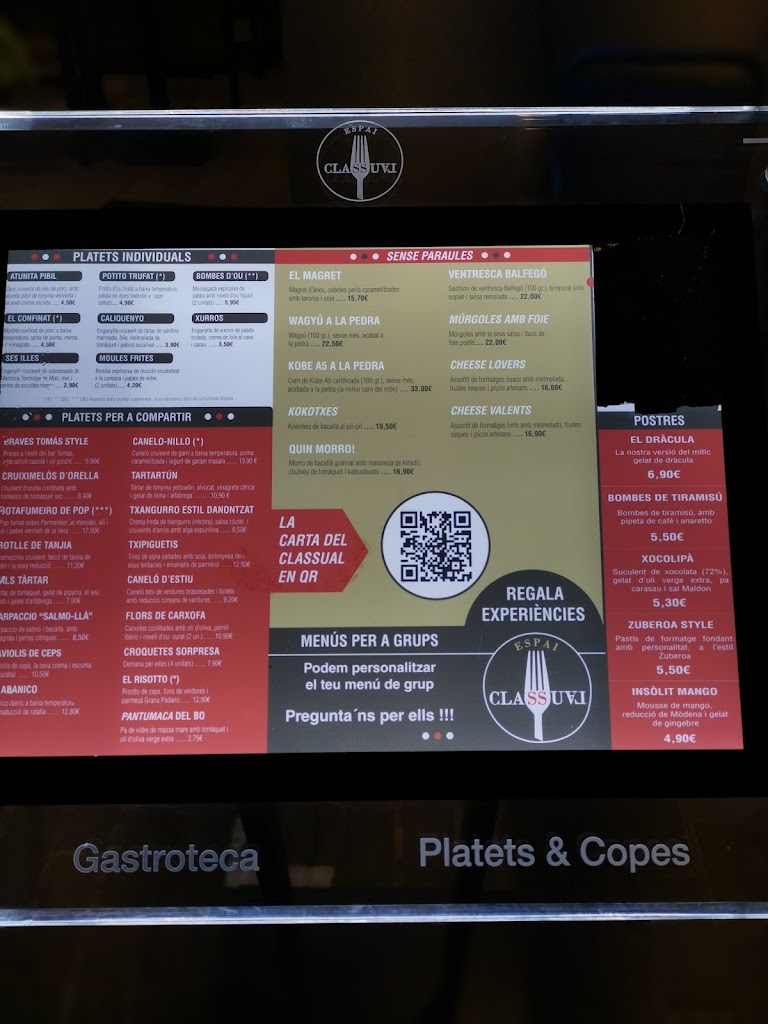 Gastroteca Espai Classual — Carta