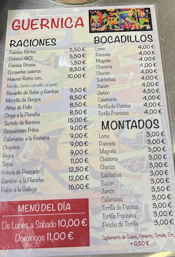 Restaurante Guernica Carnes a la Parrilla — Carta