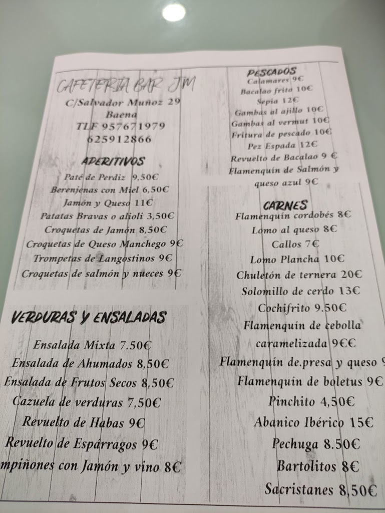 Bar JM — Carta