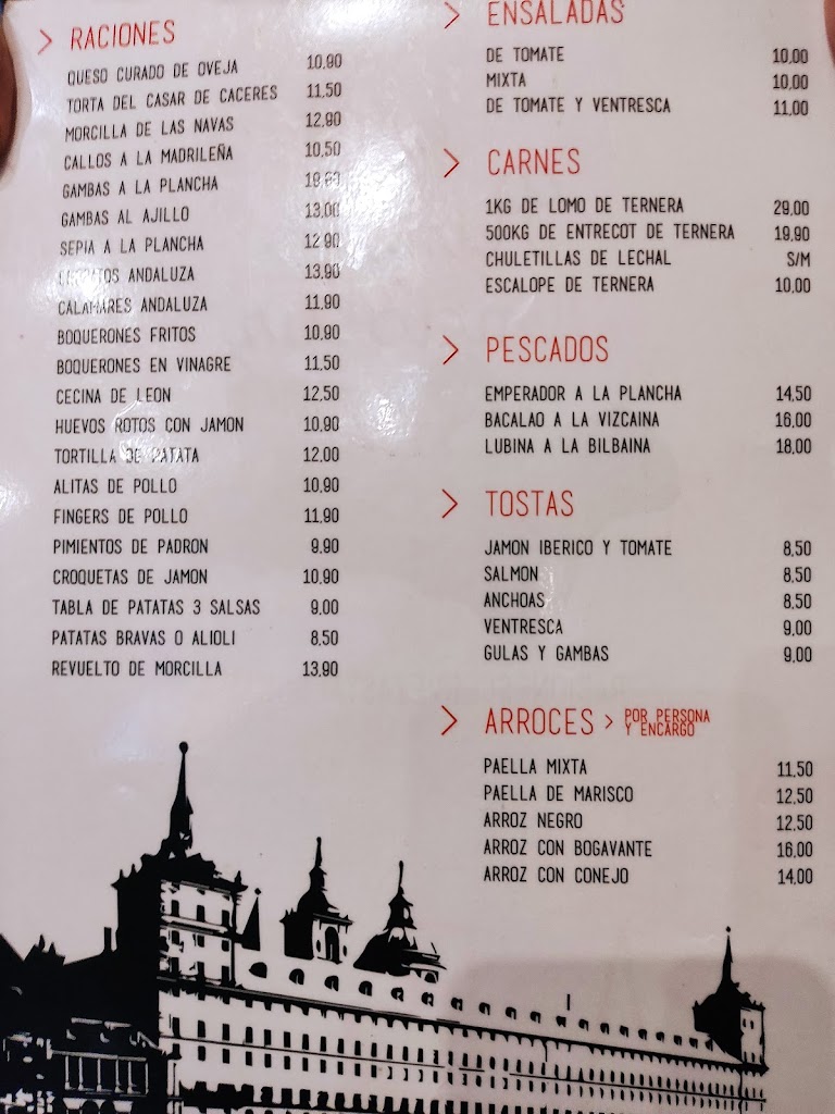 Bar restaurante El Rincon Andaluz — Carta