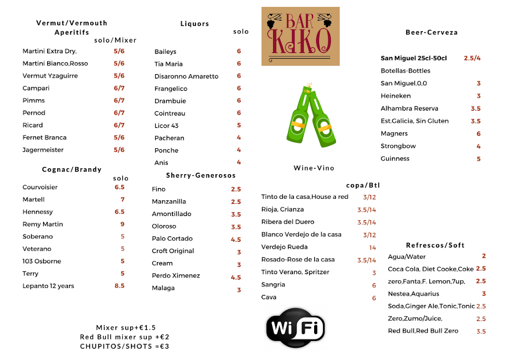 Bar Kiko — Carta