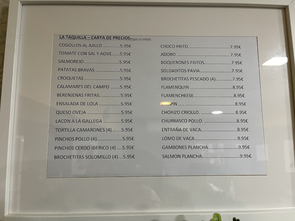 La Taquilla -BAR — Carta