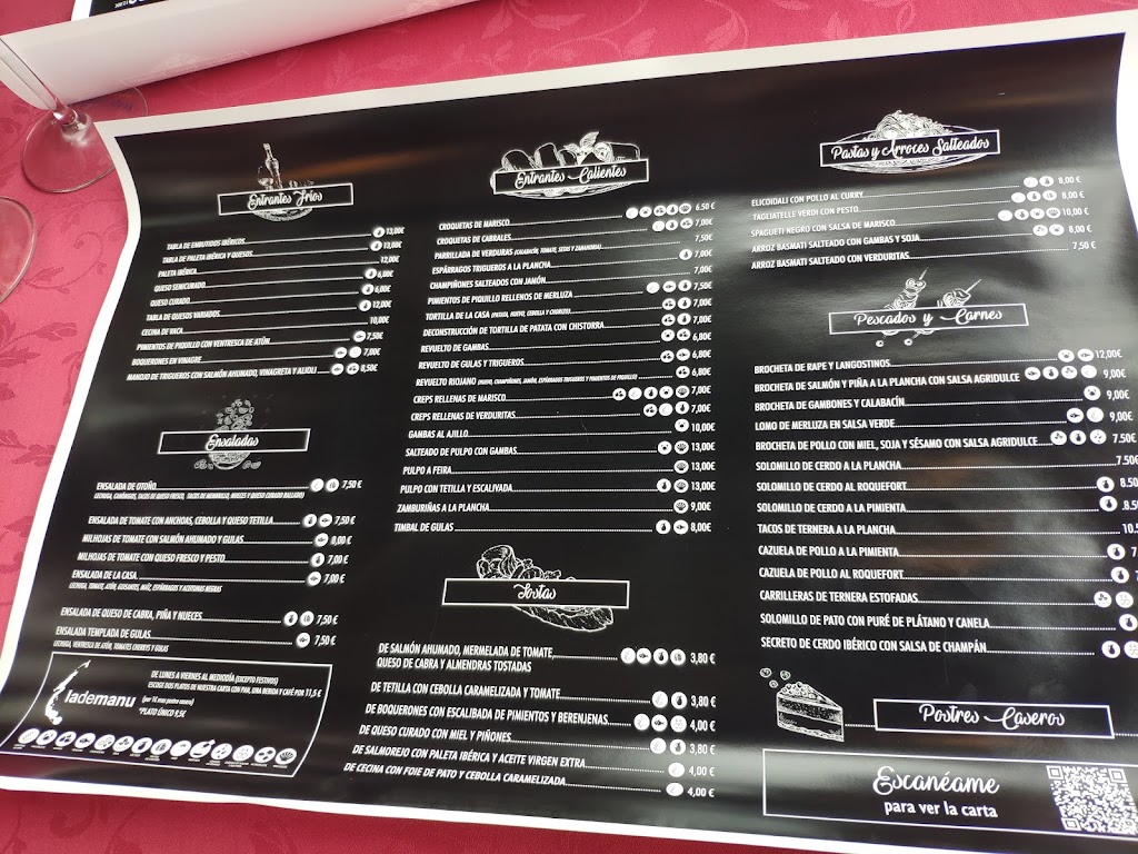 Restaurante La de Manu — Carta