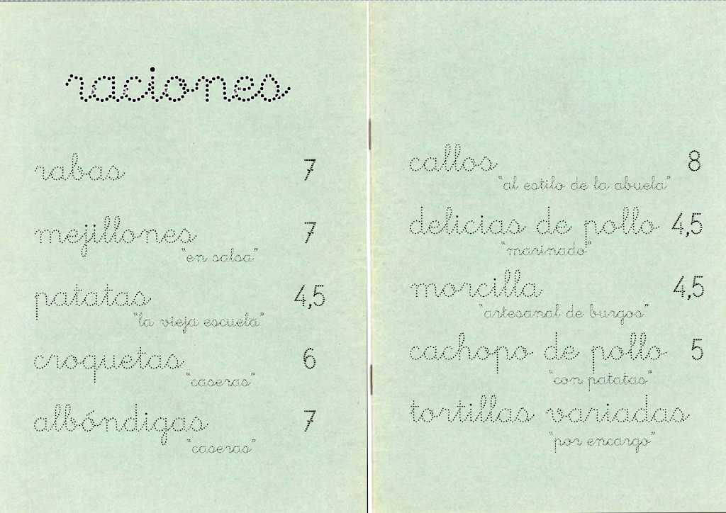 Cafe-Bar La Vieja Escuela — Carta