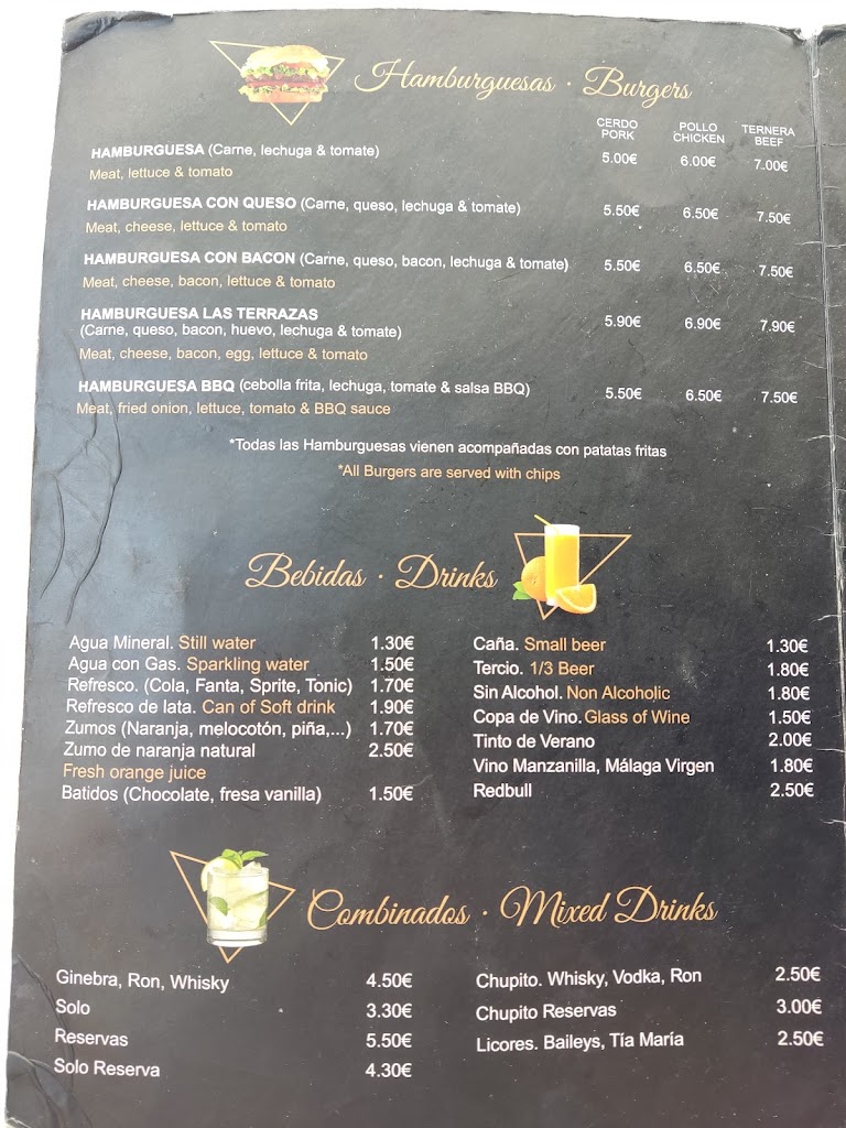 Cafeteria Las Terrazas — Carta