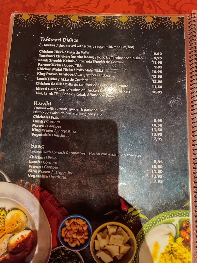 Restaurante Tandoori Spice — Carta