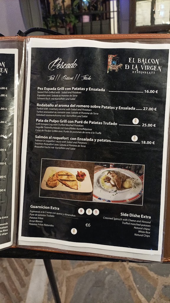 Restaurante en Marbella EL BALCON DE LA VIRGEN — Carta
