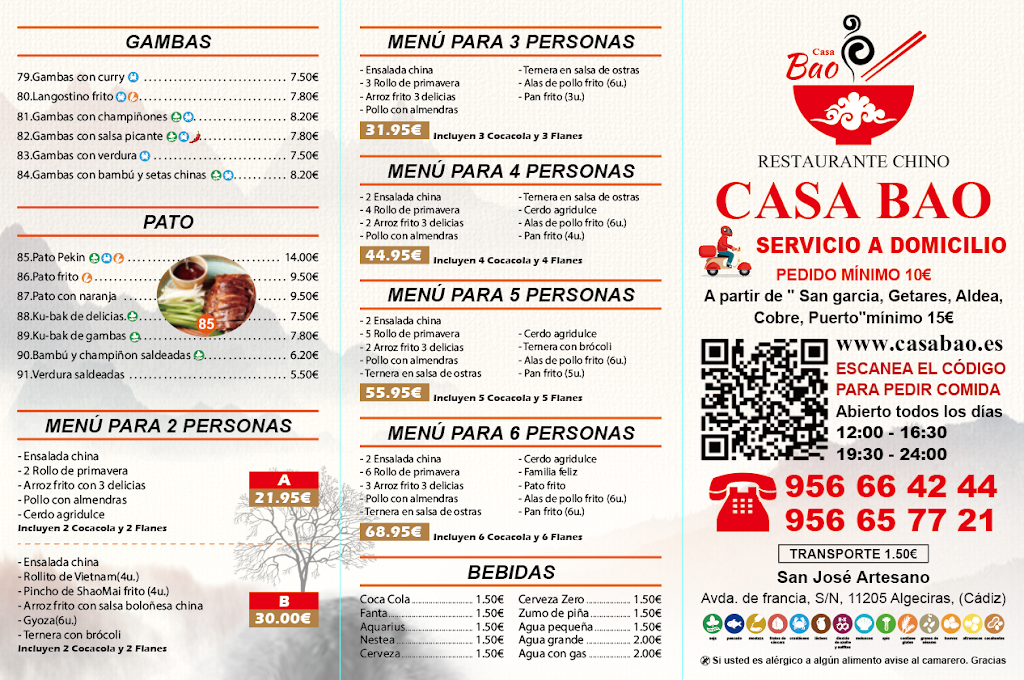Restaurante Casa Bao — Carta