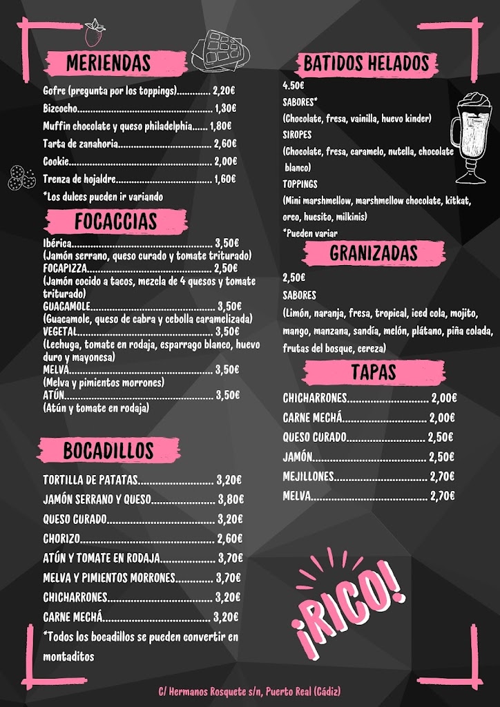 CAFE-BAR EL ALMENDRAL — Carta