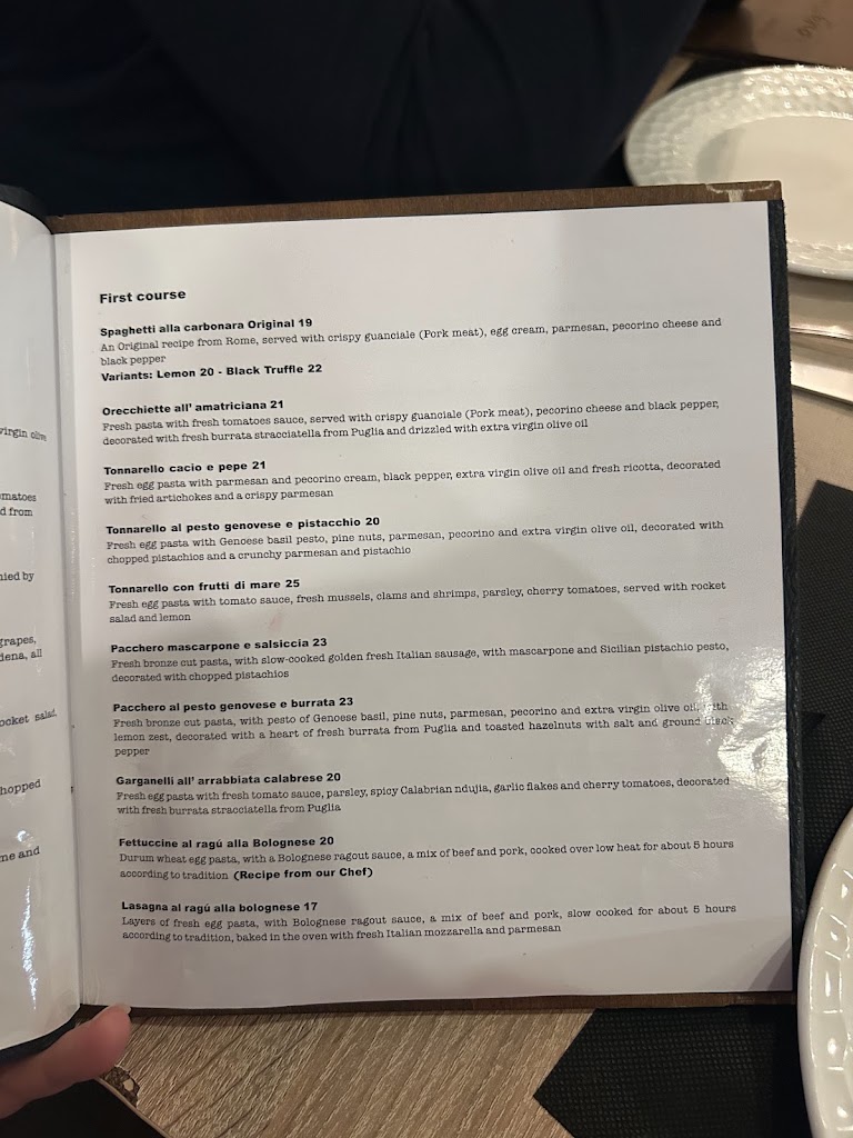 Restaurante Davero — Carta