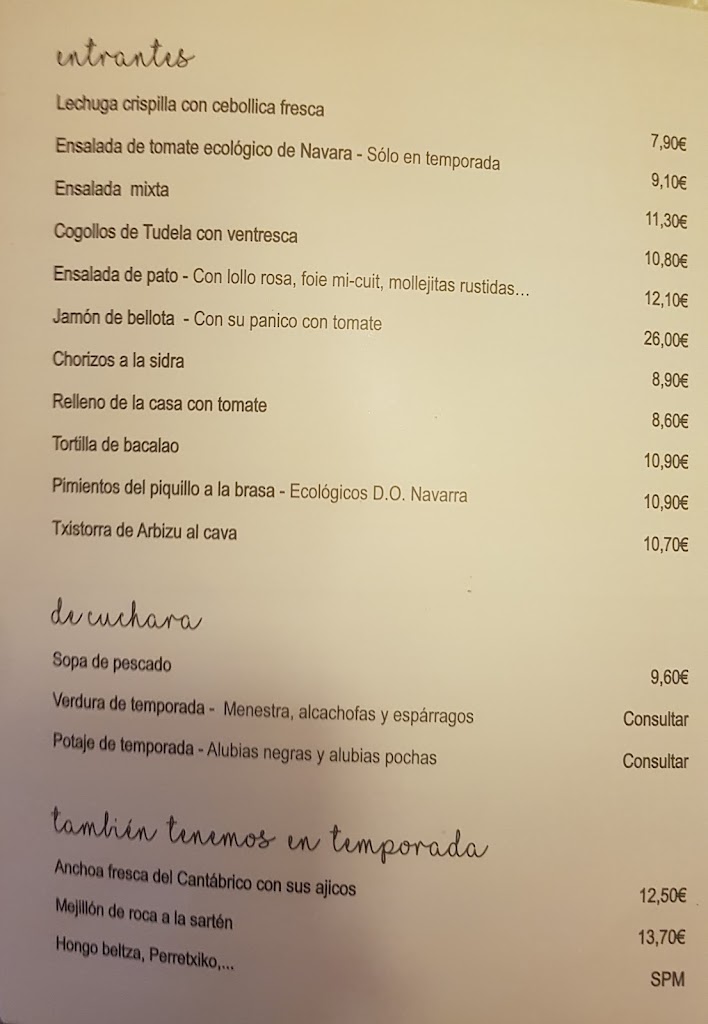 La Casona - Asador Sidreria — Carta