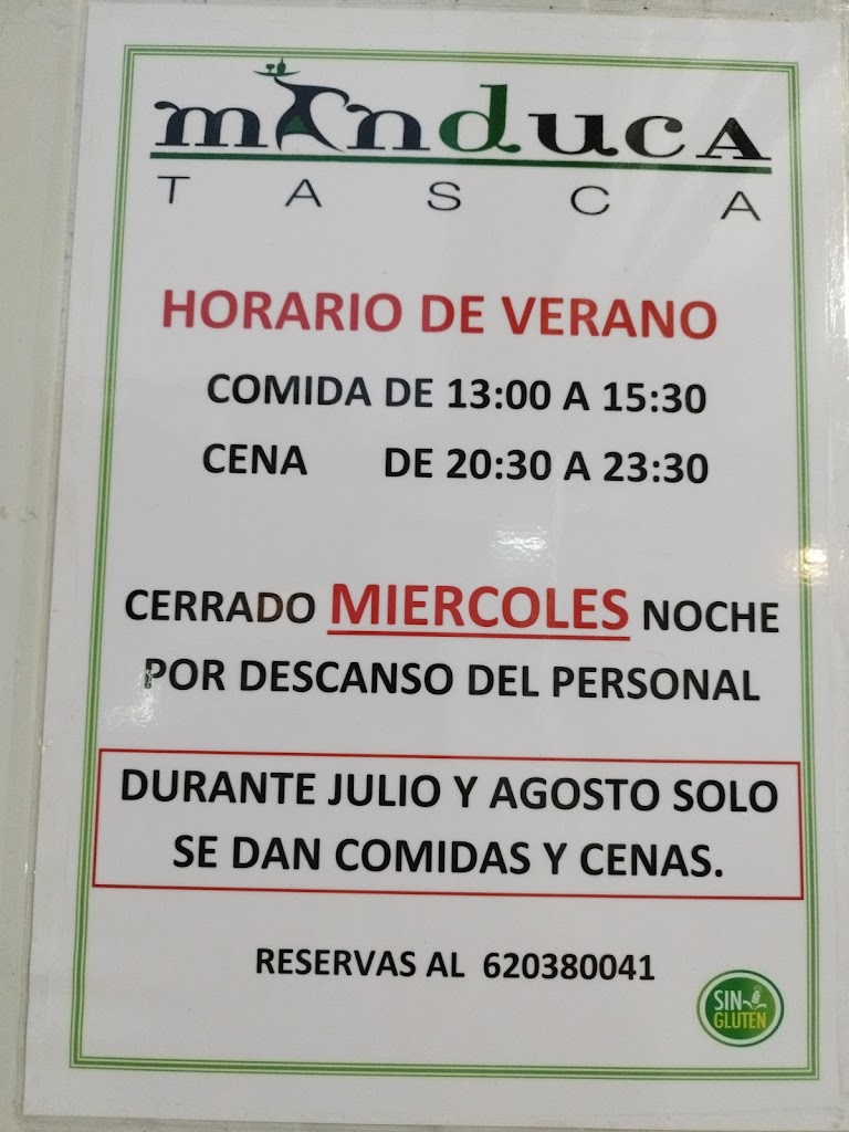 Tasca Manduca — Carta