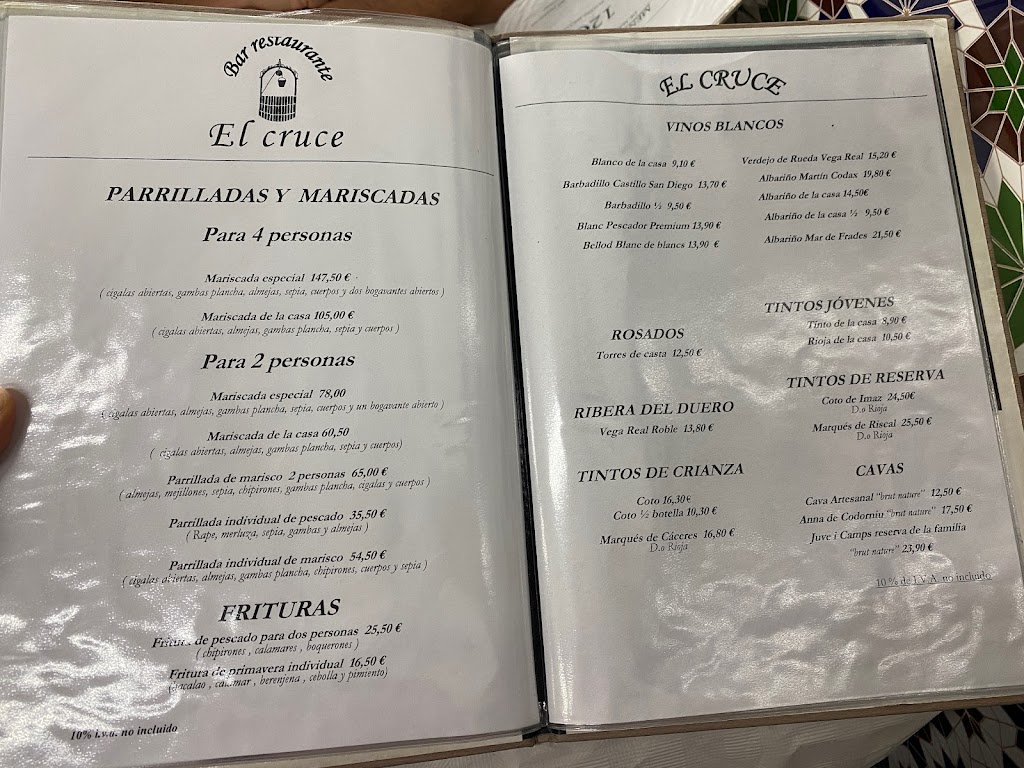Restaurante El Cruce — Carta