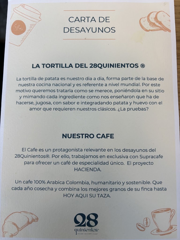 Restaurante 28Quinientos(r) — Carta
