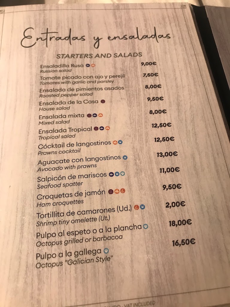Restaurante Juan Playa — Carta