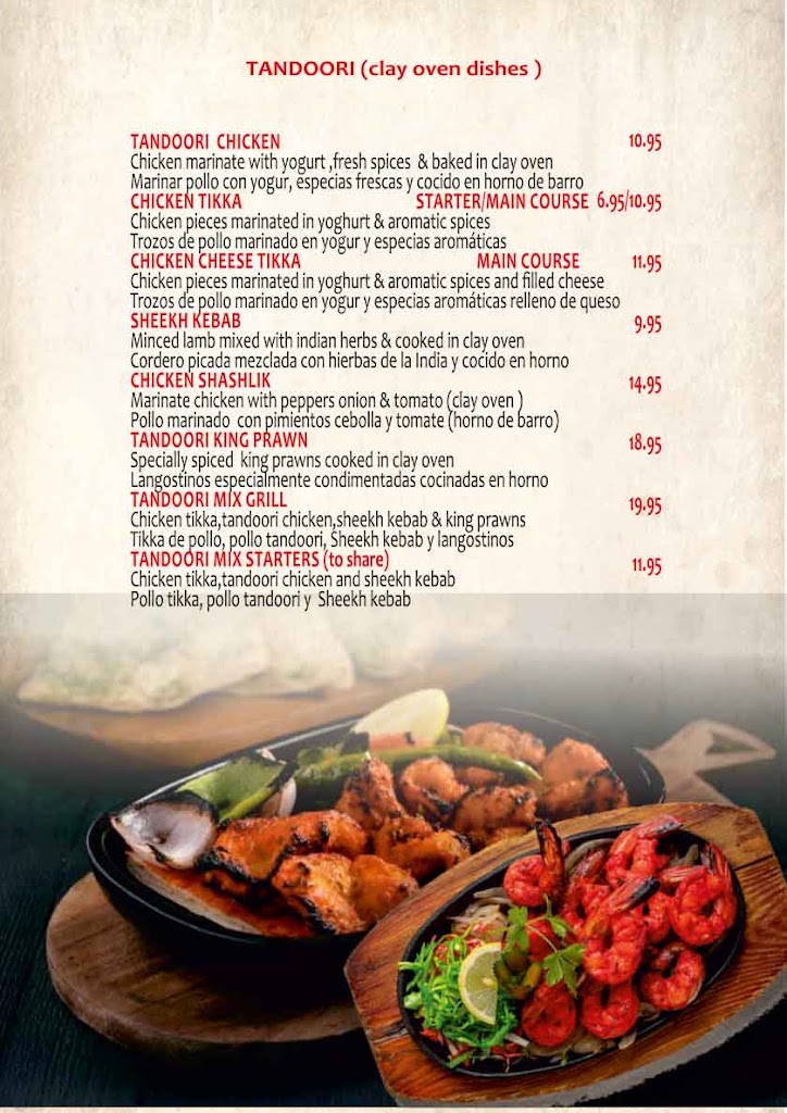 Bollywood Indian Restaurant Fuengirola — Carta