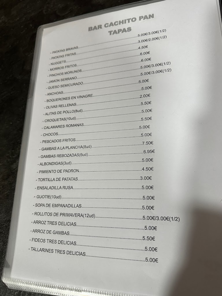 Bar cachito pan — Carta