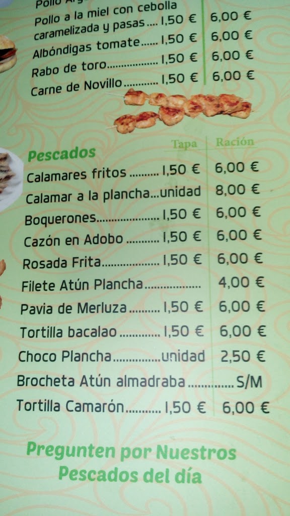 Bar Galvez — Carta