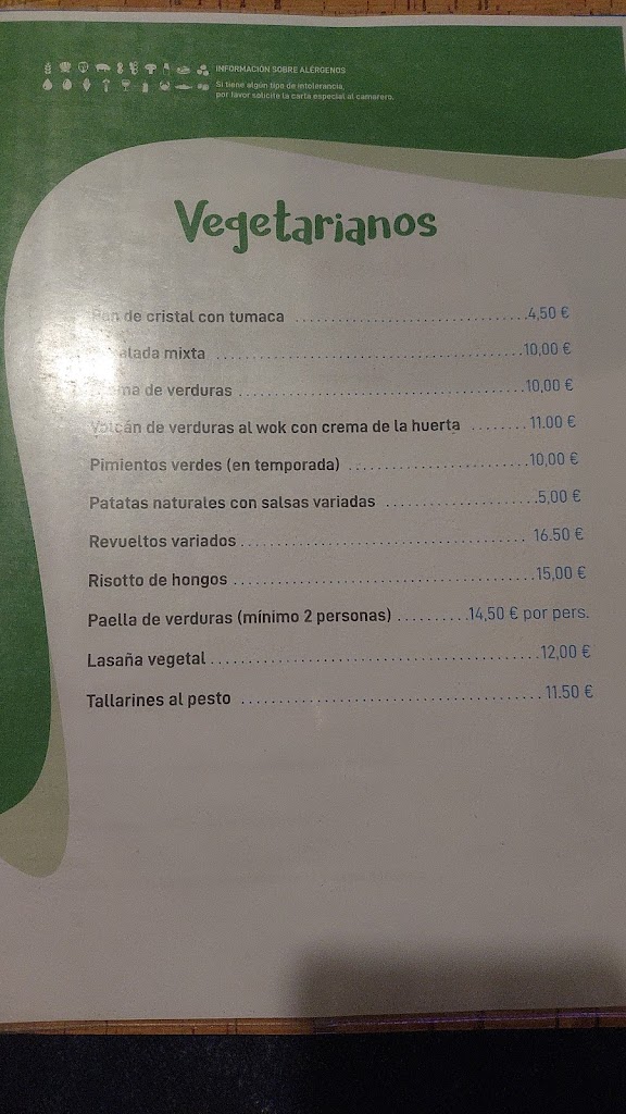 Restaurante Tamarises Bistrot — Carta