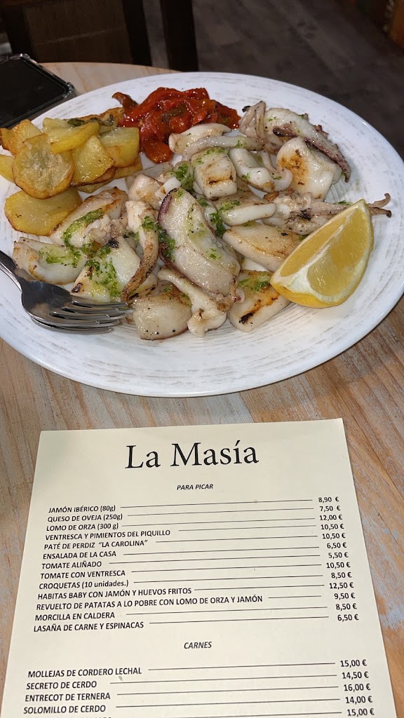 Bar restaurante La Masia — Carta