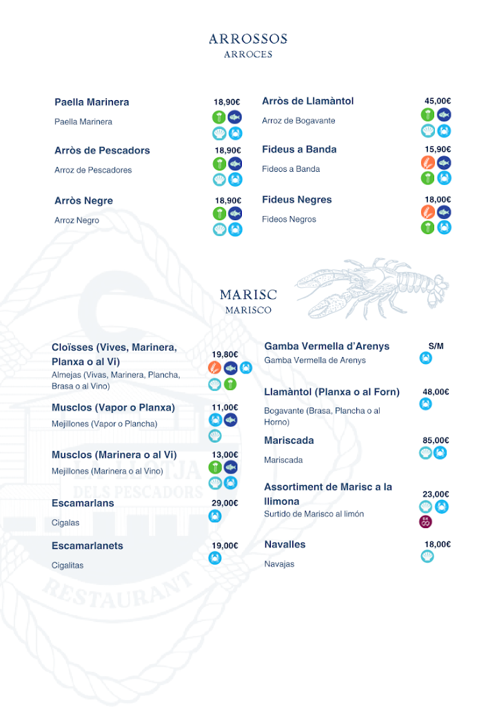 Els Pescadors - La Llotja — Carta