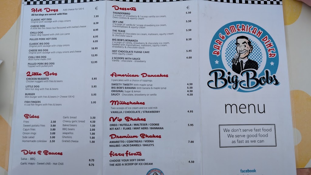 Big Bobs American Diner — Carta