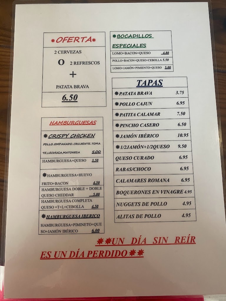 La Candeleta — Carta