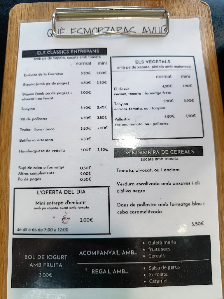 ATN OLOT bar-restaurant — Carta