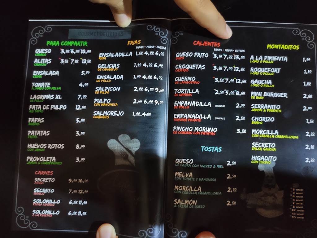 Bar Aqi Tapas. — Carta