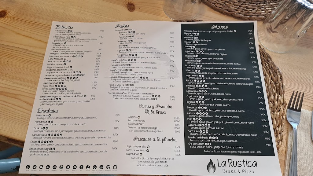 Restaurante Pizzeria La Rustica — Carta