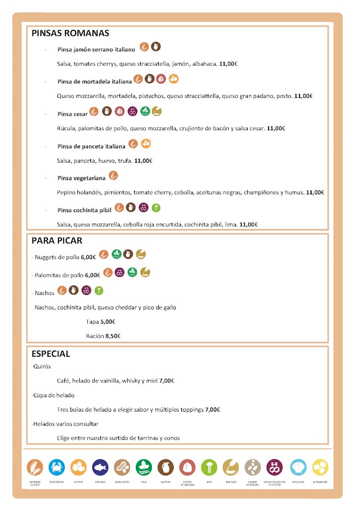 La Celtica Cafe Bar — Carta