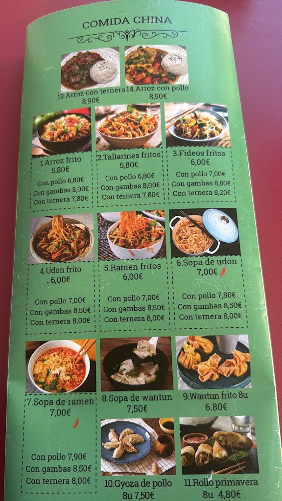 Bar El Mundo — Carta
